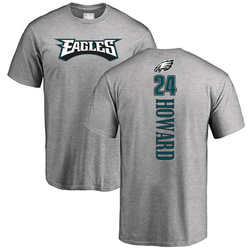 Men Philadelphia Eagles #24 Jordan Howard Ash Backer NFL T Shirt